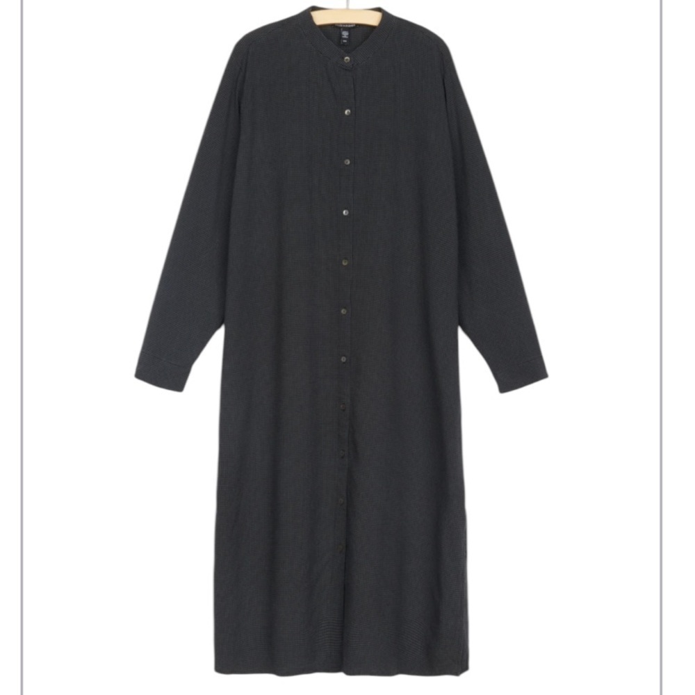 Eileen Fisher Tencel Blend Shirtdress in Black size Large